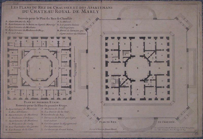 Les Plans du rez-de-chaussée et des appartements du château royal de Marly