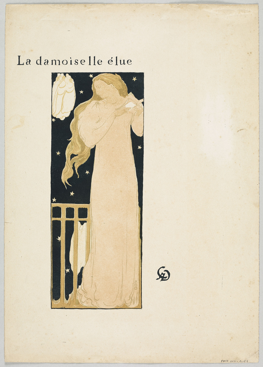 Frontispice pour La Damoiselle élue ; Frontispice pour La Damoiselle Elue de Dante Rossetti et Claude Debussy (titre du registre d'inventaire)