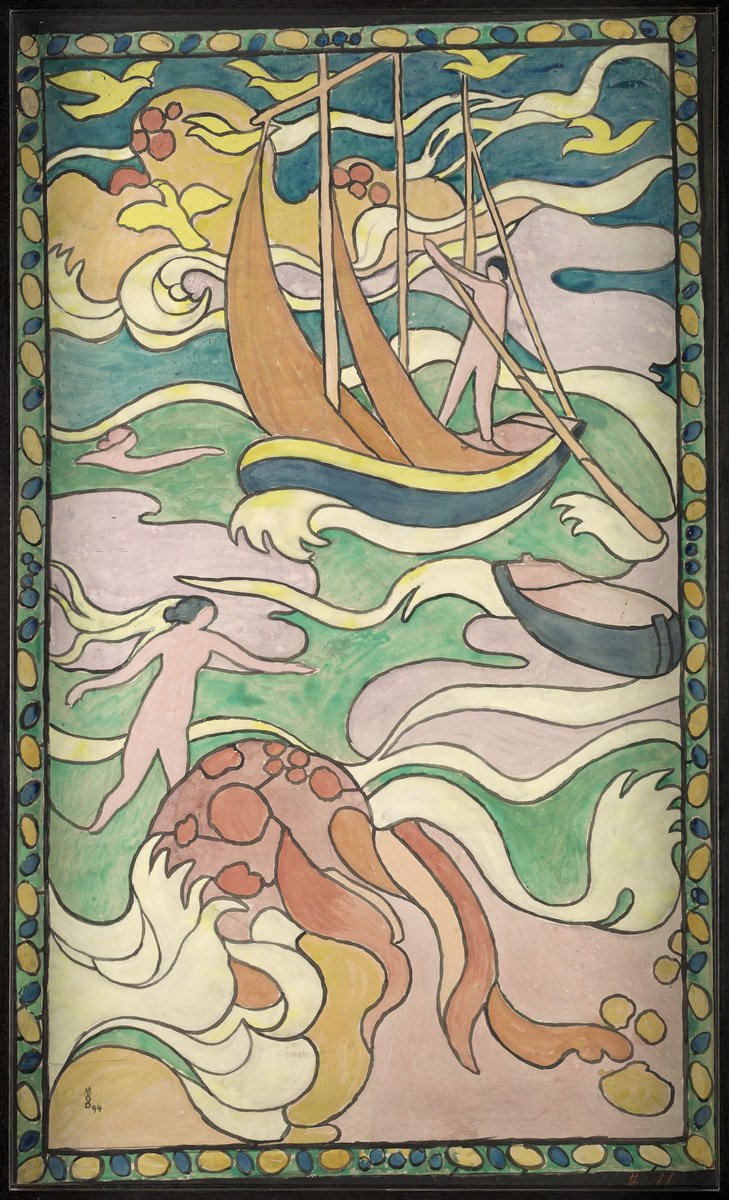 Le Bateau. Carton de vitrail ; Le Bateau. Projet de vitrail  (titre du registre d'inventaire)