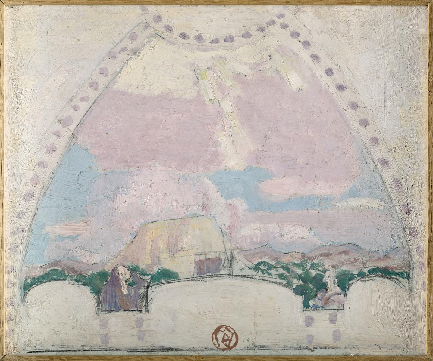 Terre latine, esquisse pour Paysage (Décor pour l'hôtel particulier de Jacques Rouché, Paris) ; Terre Latine, ensemble pour la décoration de l'hôtel particulier de Jacques Roucher à Paris. Paysage (titre du registre d'inventaire)