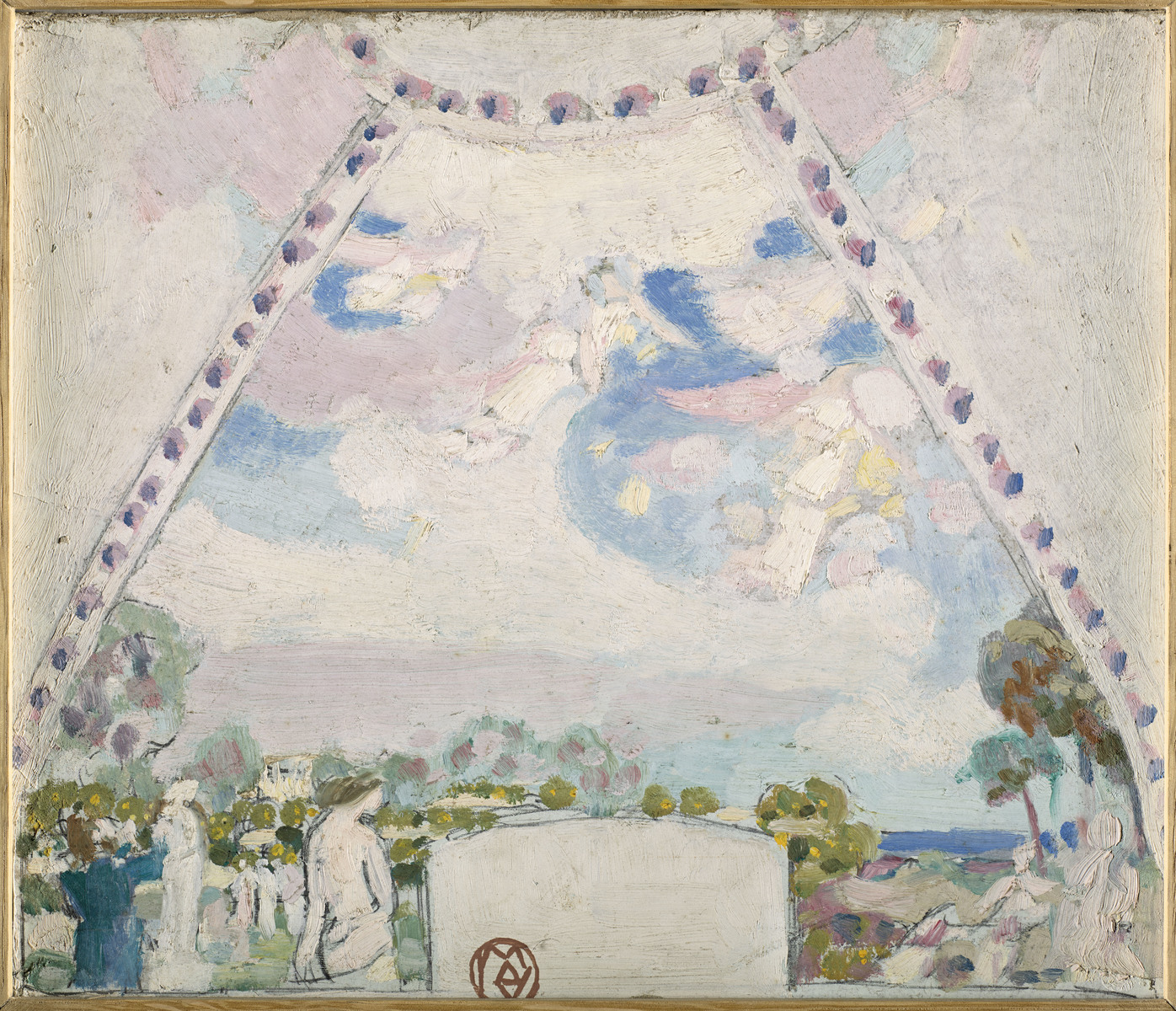 Terre latine, esquisse pour L'Art Plastique (Décor pour l'hôtel particulier de Jacques Rouché, Paris) ; Terre Latine, ensemble pour la décoration de l'hôtel particulier de Jacques Roucher à Paris. L'art Plastique (titre du registre d'inventaire)