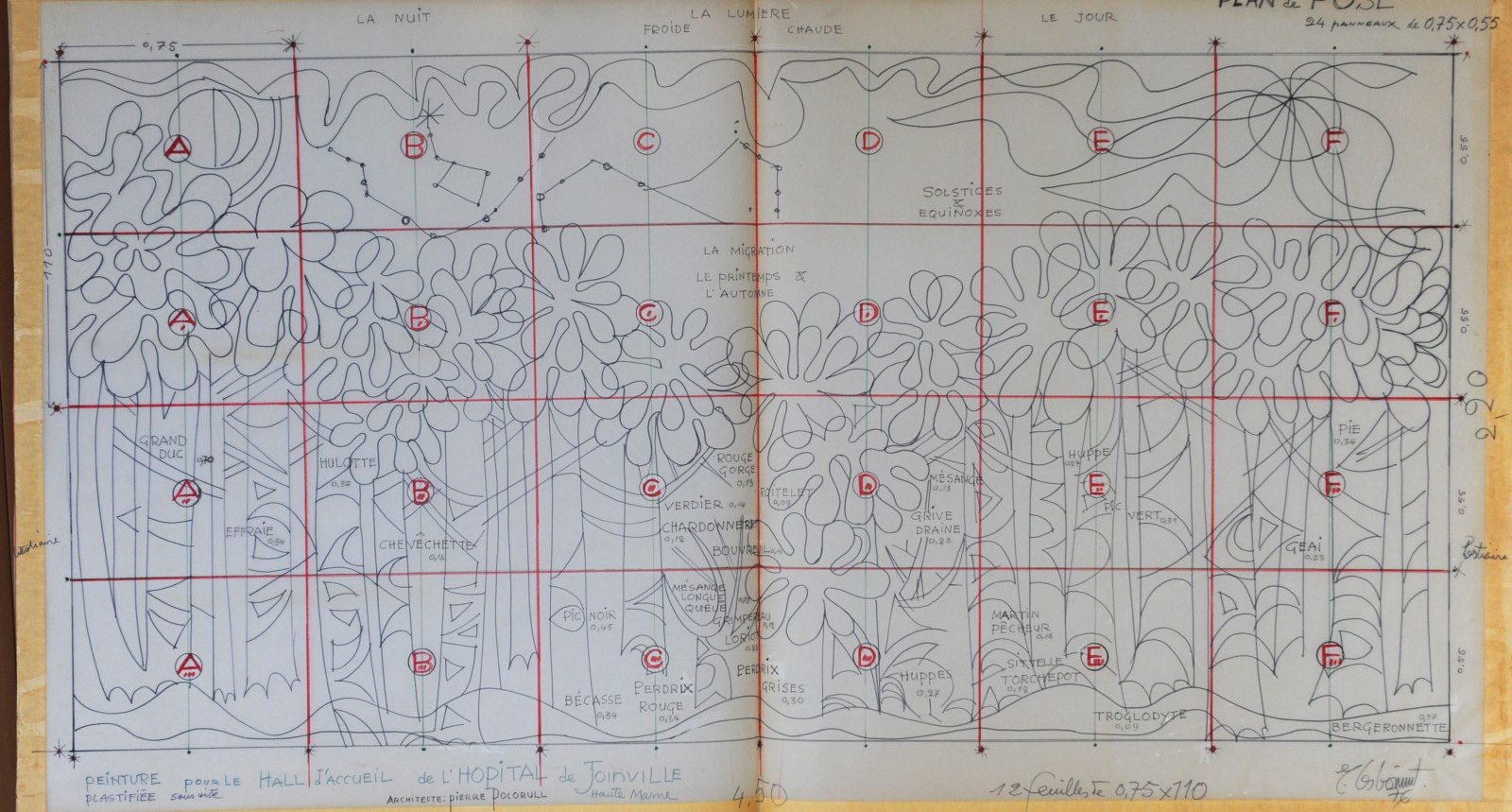 Plan de pose pour l'Hôpital de Joinville