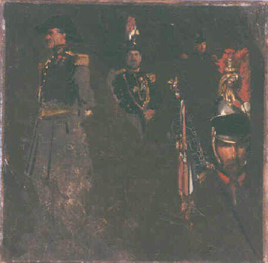Etude de personnages, au centre le commandant Thieroux