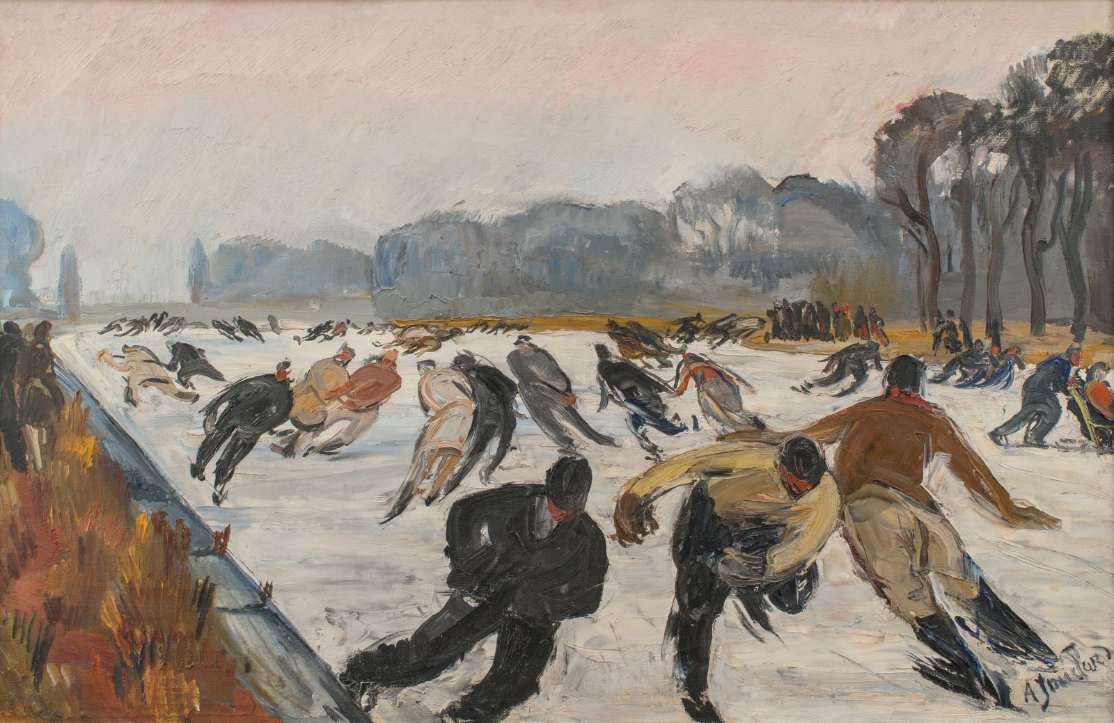 Patineurs sur le grand canal