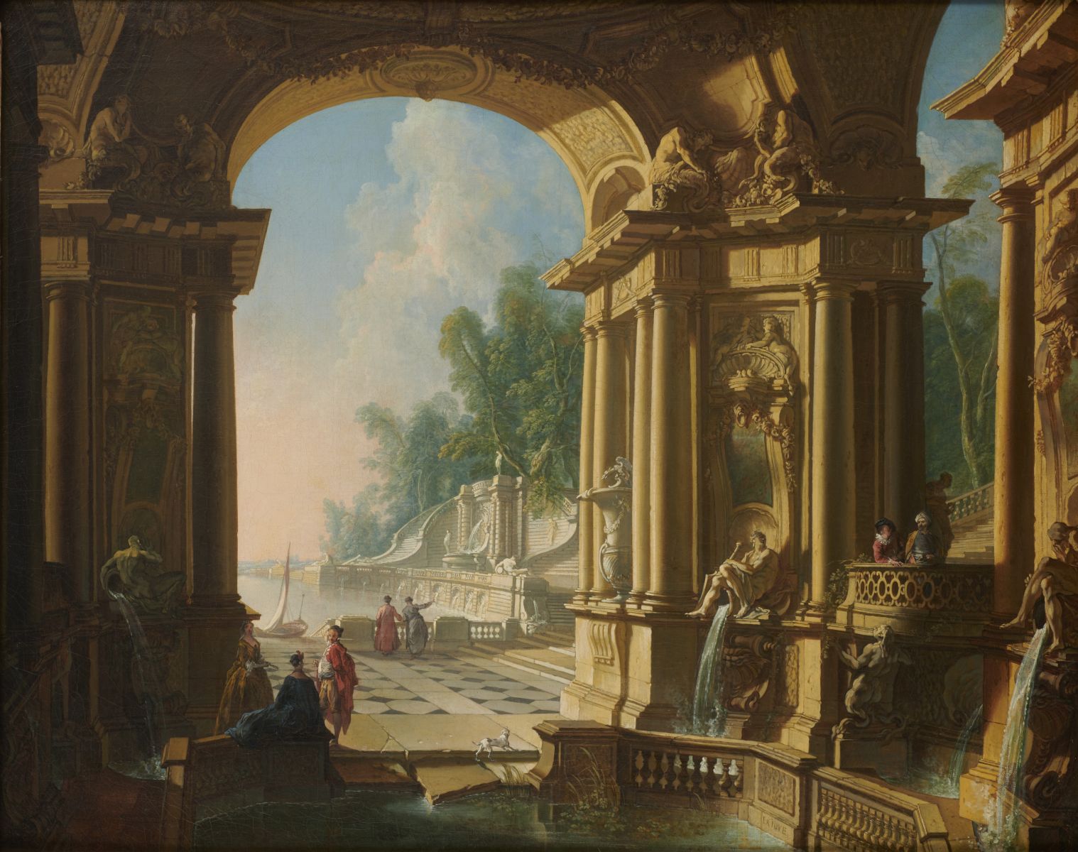 La Terrasse dit aussi Le Pavillon de marbre au bout d'un canal