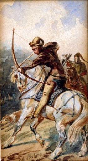 Archer à cheval, en chasse