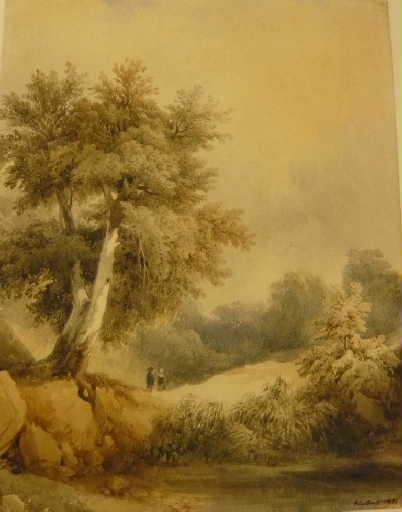 Étude d'arbres ; Clairière de forêt : deux arbres dans le premier plan (titre ancien)