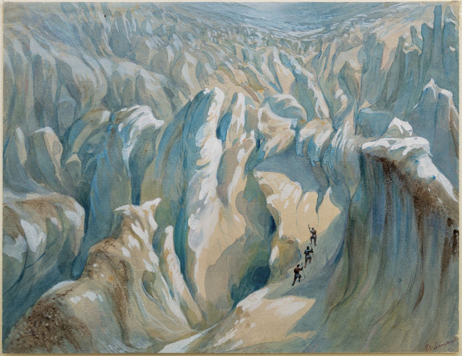 La jonction au-dessus des Grands Mulets