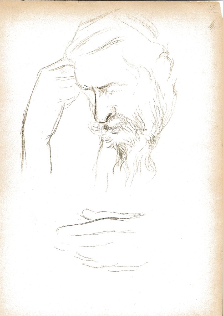 Étude de tête et de mains d'homme