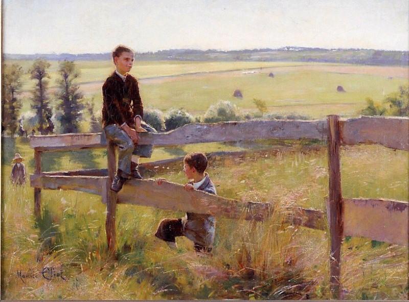 Jeunes garçons à la barrière