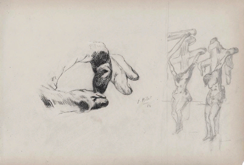 Etude de main et de crucifixions