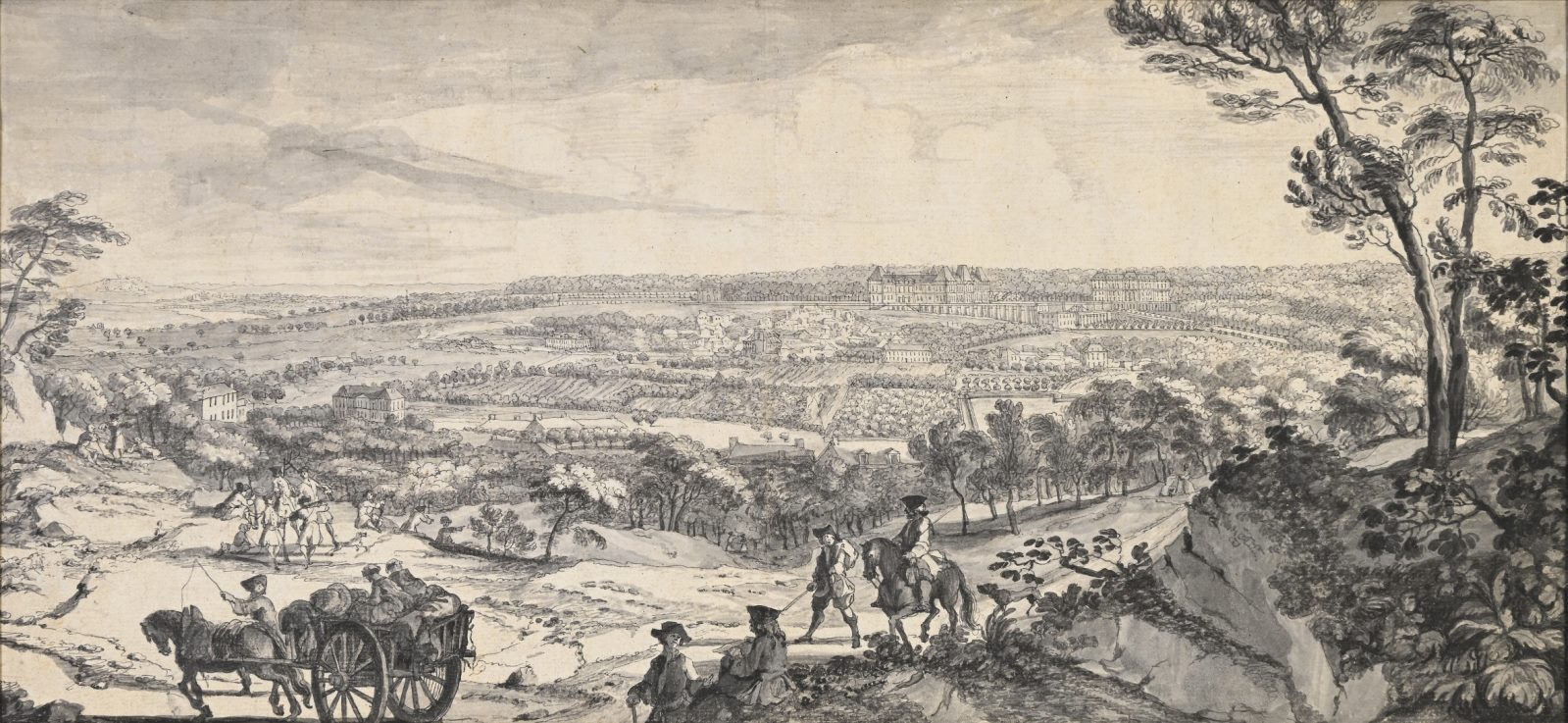 Veue du chateau de Meudon et du vilage prise de la hauteur oposée du côté d'Issy