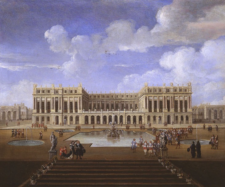 Vue du château de Versailles sur le parterre d'eau vers 1675