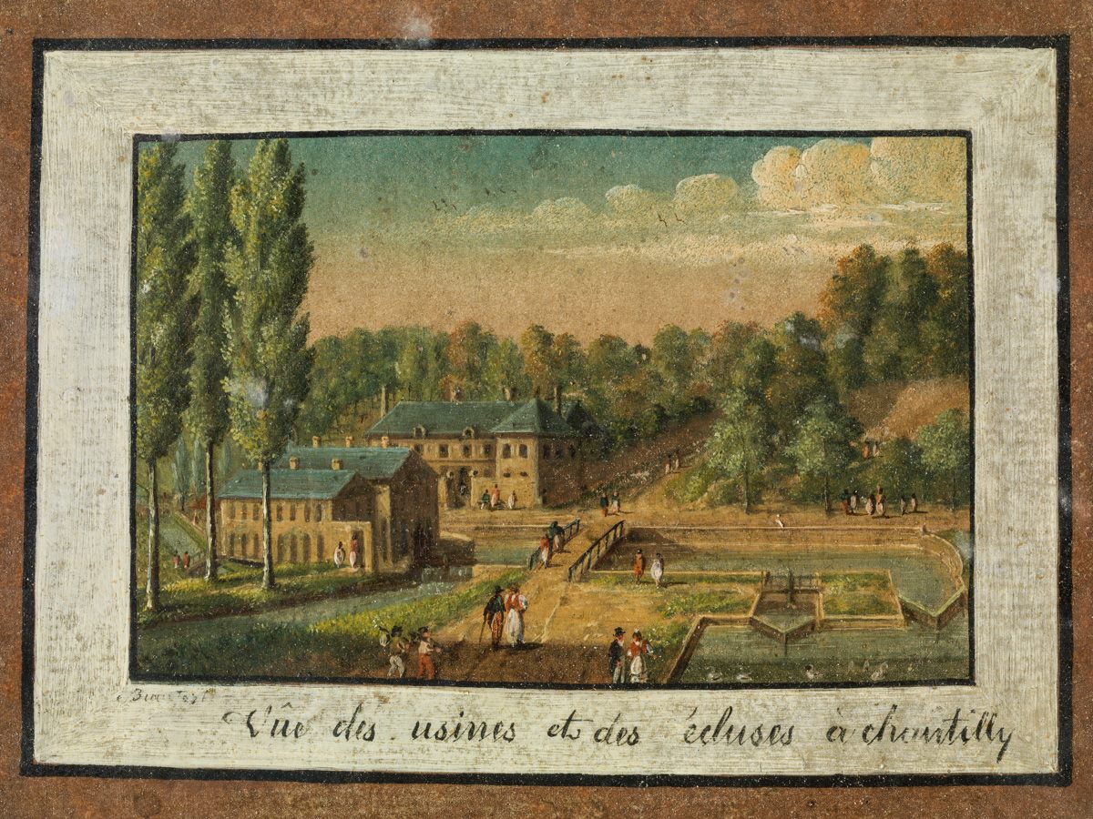 Vue des usines et des écluses à Chantilly