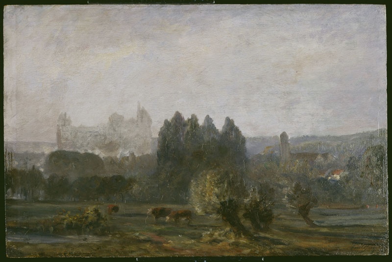 Pierrefonds en cours de restauration, à travers la brume