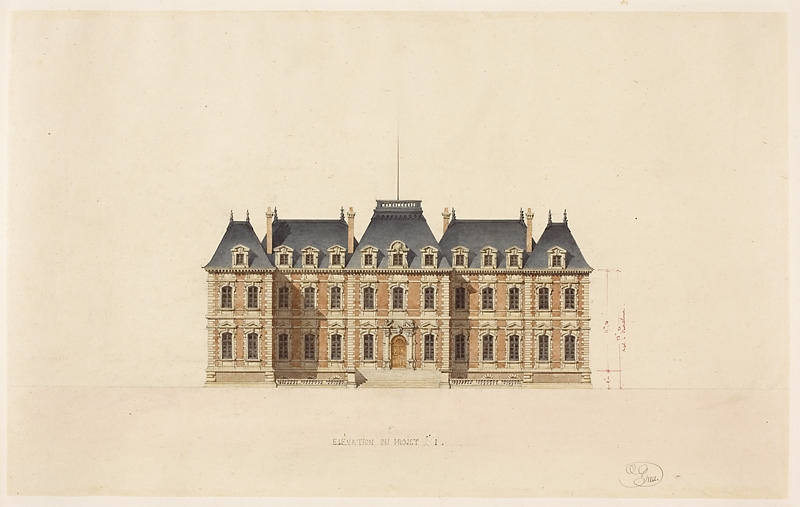 Projet n°I pour le château de Sceaux - Elévation extérieure 1844