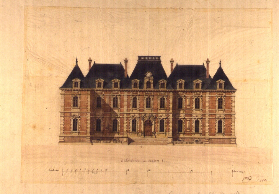 Projet 1 (ter) pour le château de Sceaux. 2e variante. Elévation extérieure du projet II