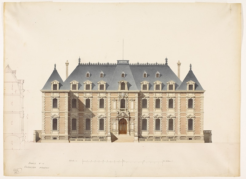 Projet n°2 pour le château de Sceaux - Elévation principale1846