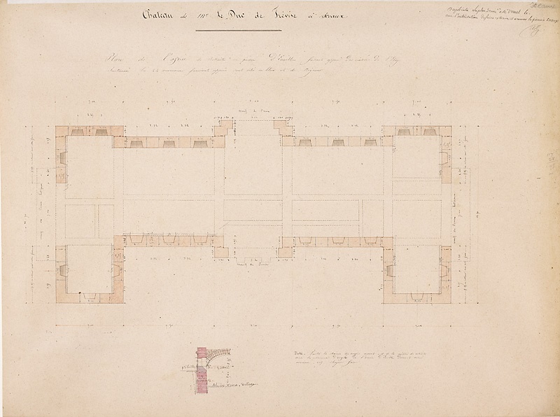 Château de Mr le Duc de Trévise à Sceaux - Plan de l'assise de retraite en pierre