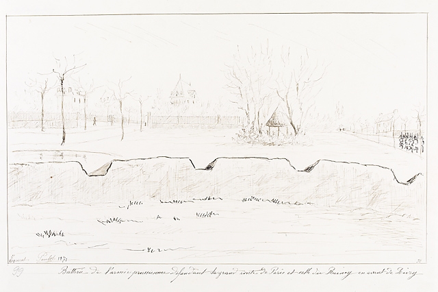 Batterie de l'armée prussienne defendant la grand route de Paris et celle de Raincy en avant de Livry