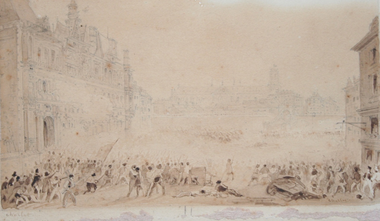 Combats devant  l'Hôtel de ville (titre factice)