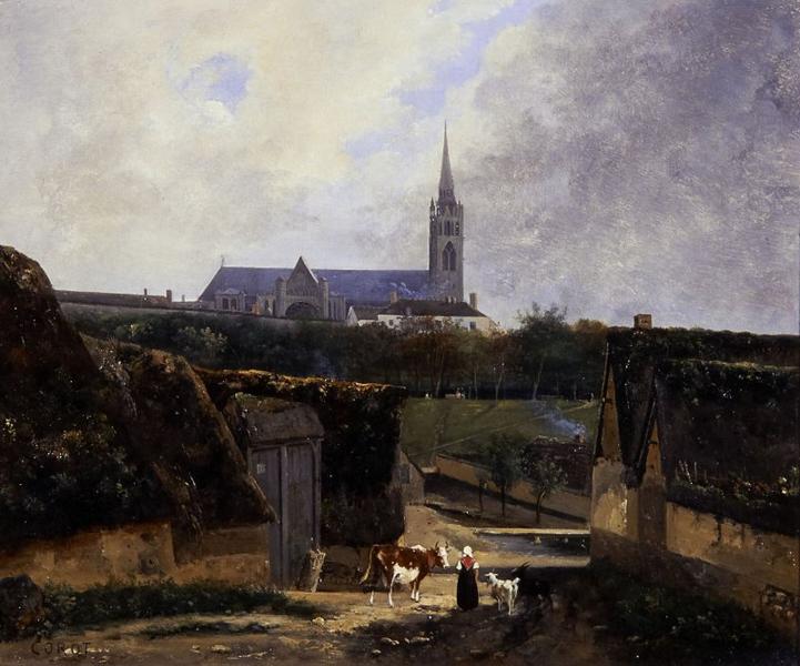 Entrée de ferme près de la basilique Saint-Denis (Titre donné par la galerie) ; Vue présumée de Saint-Denis
