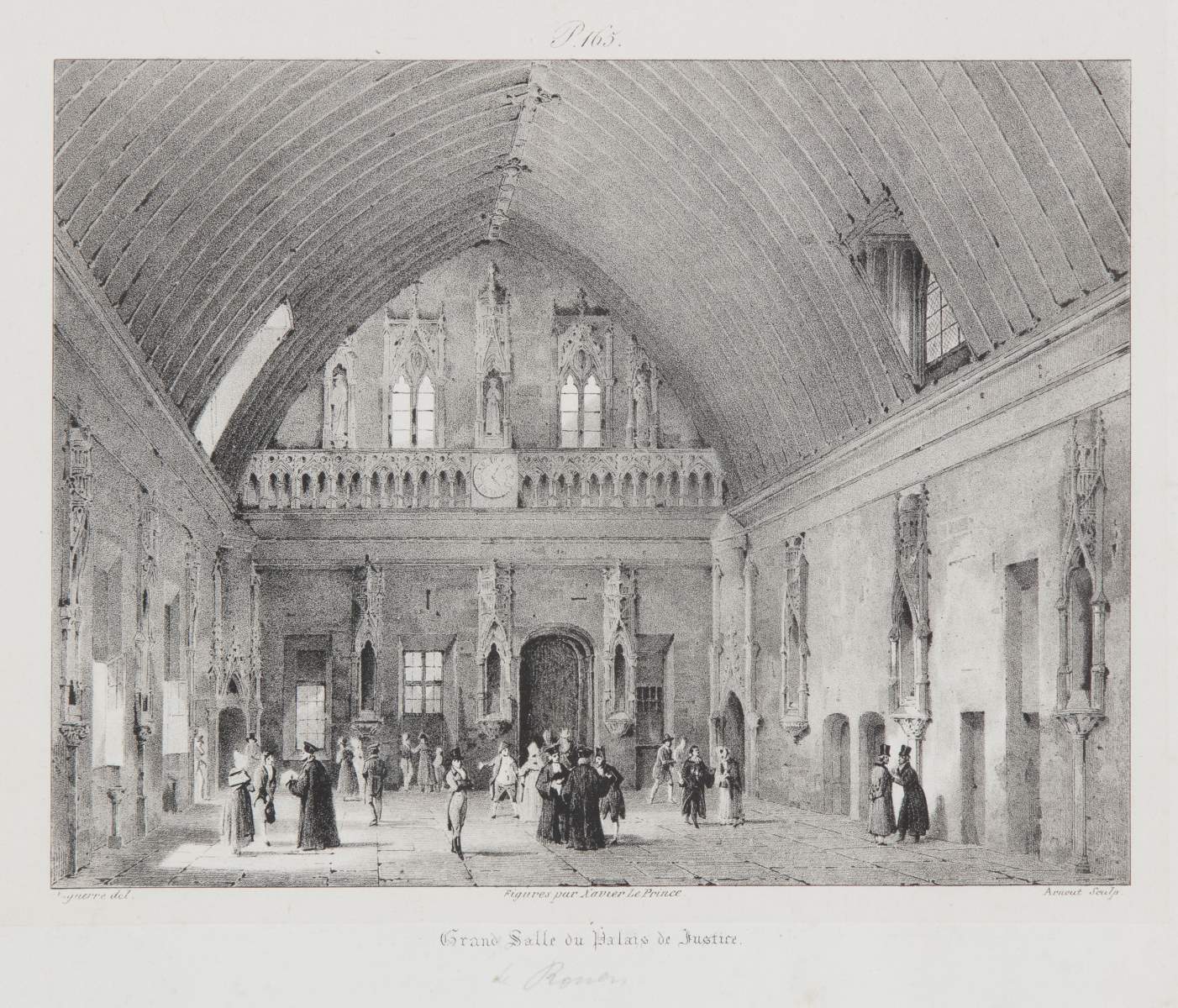 Grande salle du palais de justice [de Rouen] ; Voyages pittoresques et romantiques dans l'ancienne France