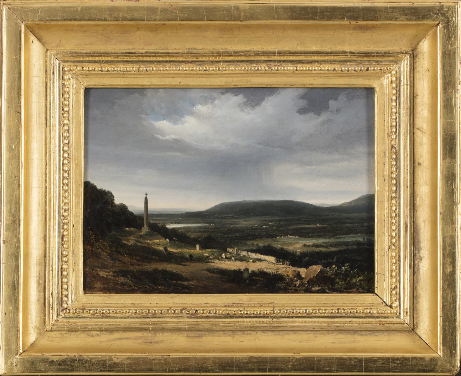 Paysage romantique avec cimetière