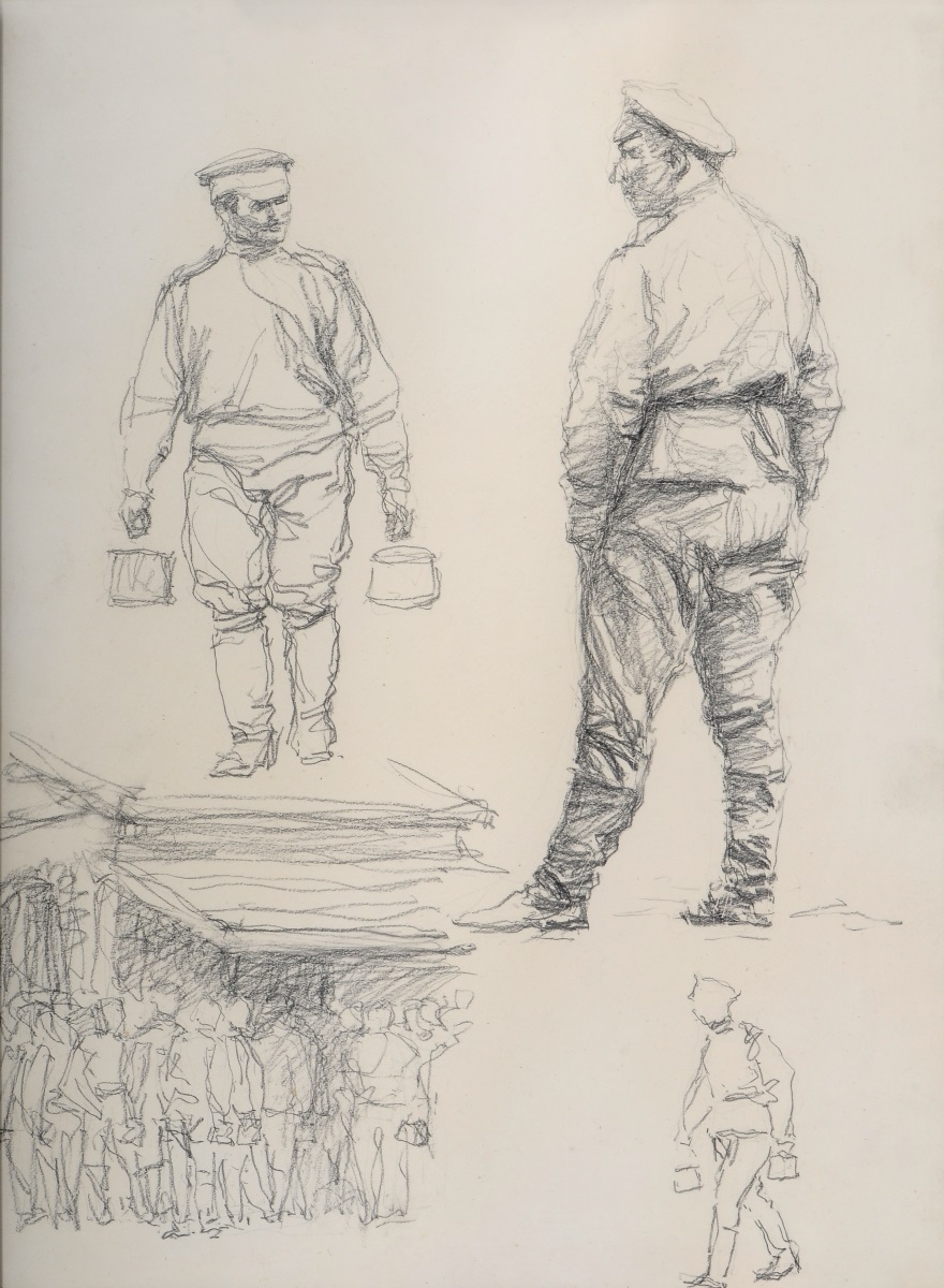 Soldats russes allant chercher leur repas