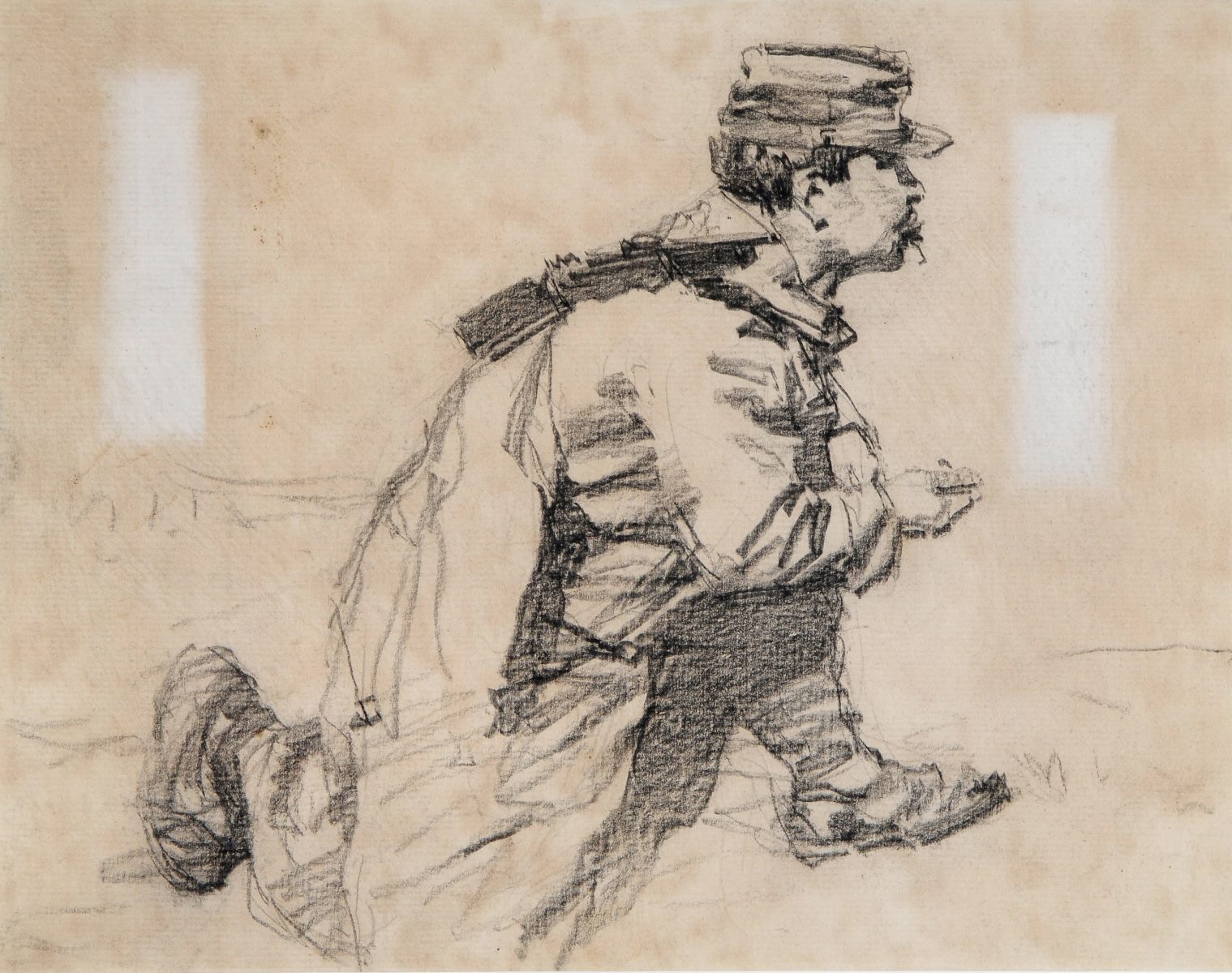 Soldats français agenouillé en observation