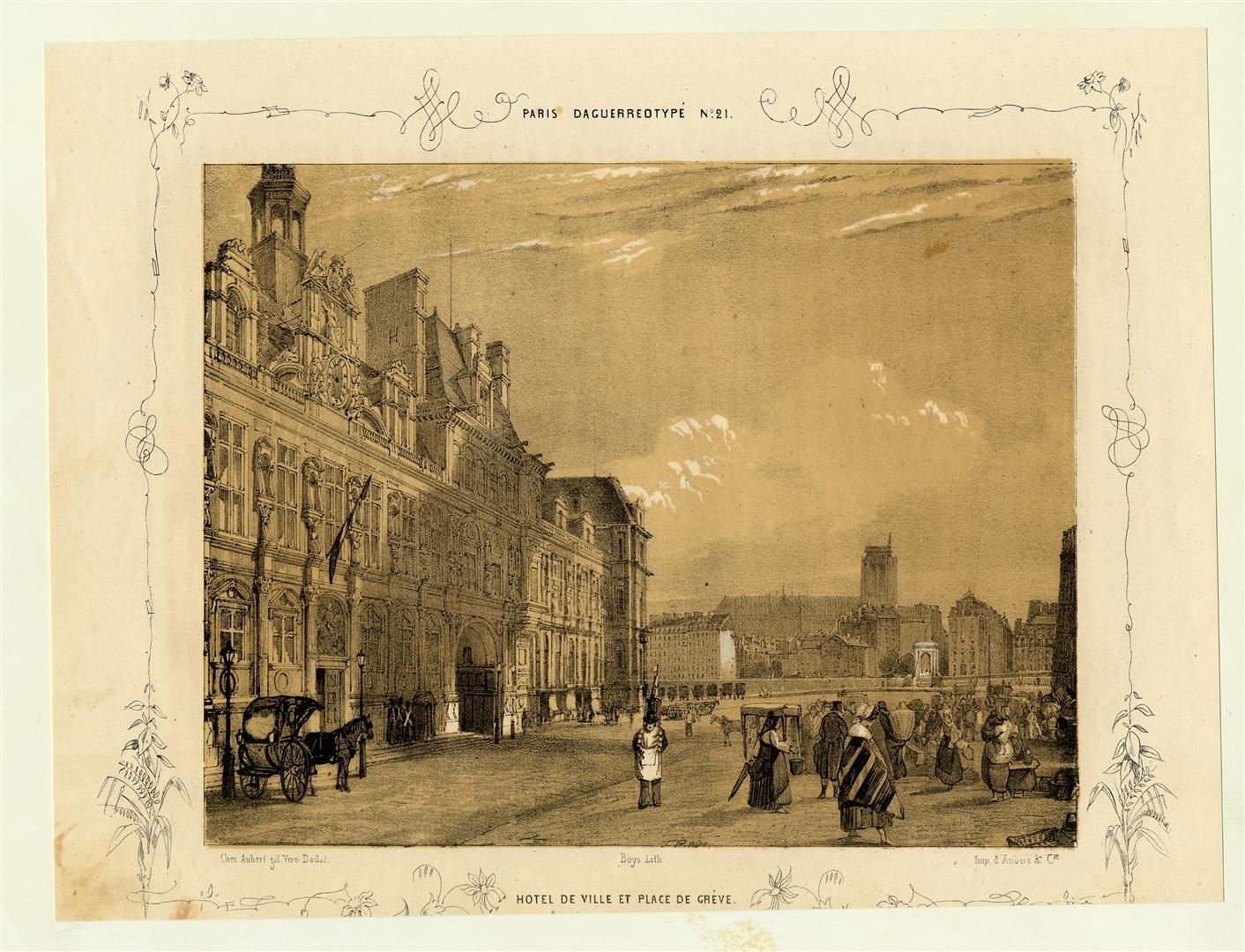 Hôtel de Ville et place de Grève ; Paris et ses environs reproduits par le daguerréotype