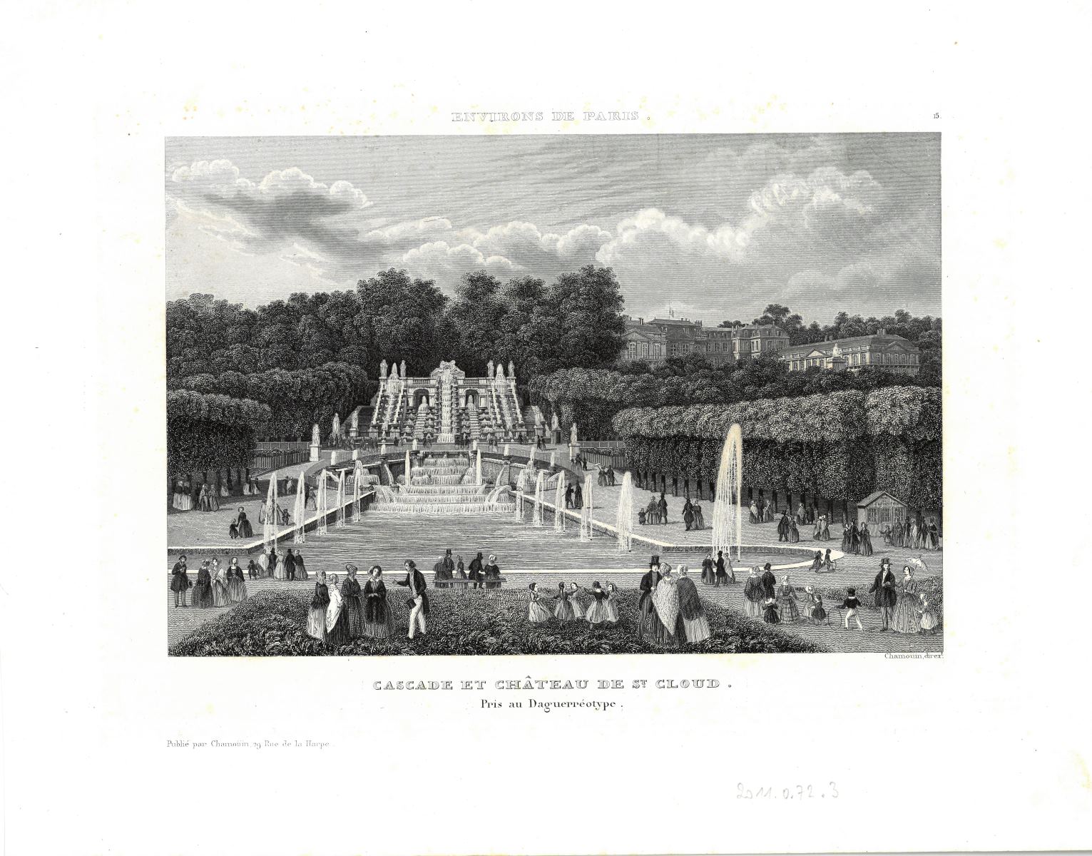 Cascade et château de St-Cloud. Pris au daguerréotype