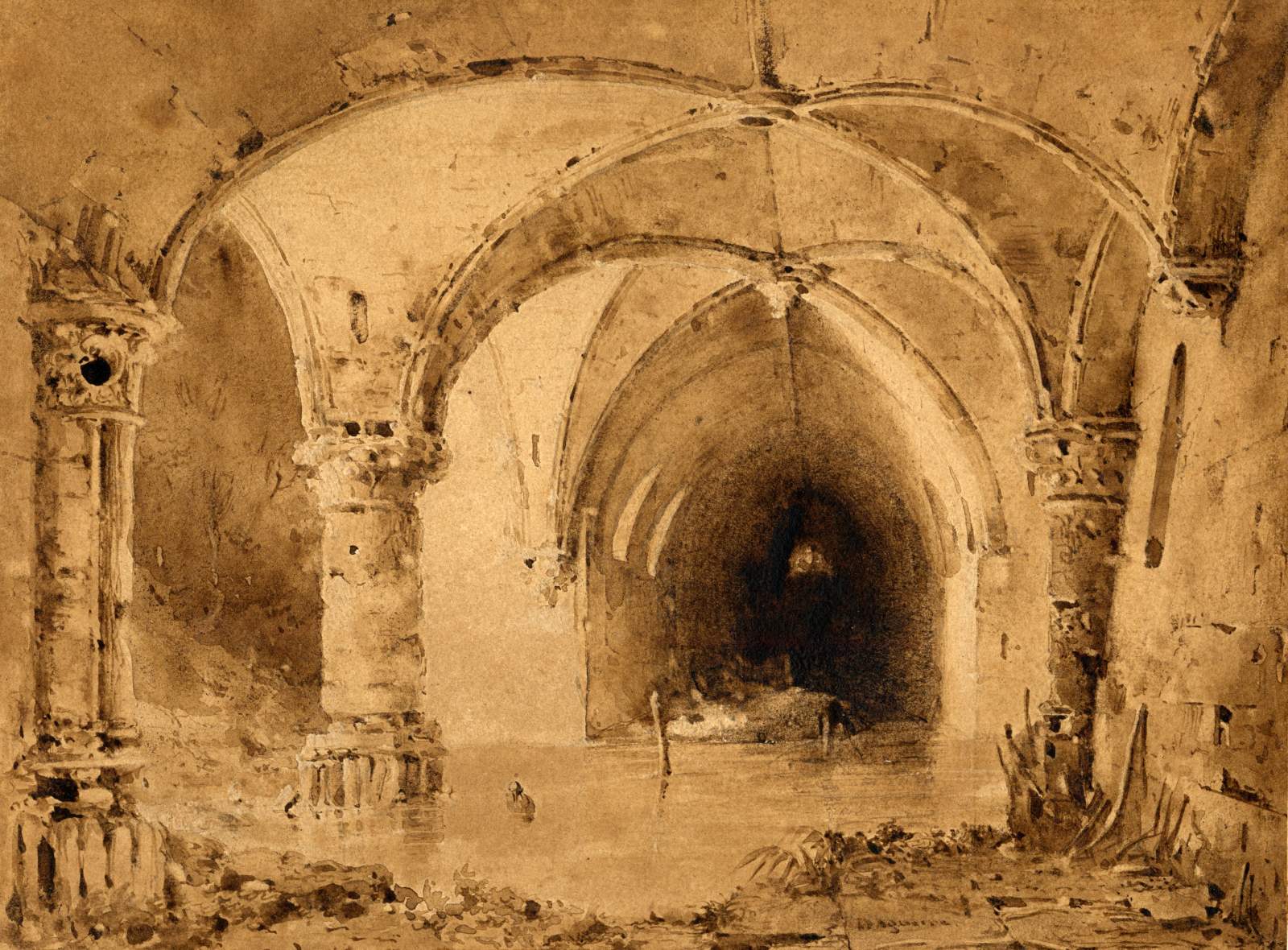 Intérieur d'église en ruine