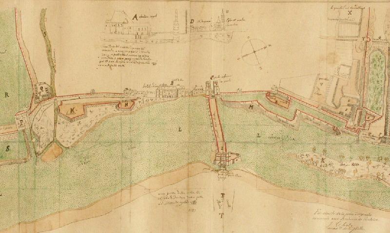 Plan des fortifications de la ville de Pontoise daté de 1589