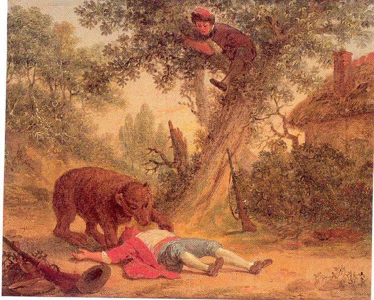 L'ours et les deux compagnons (Illustration d'une fable de La Fontaine)