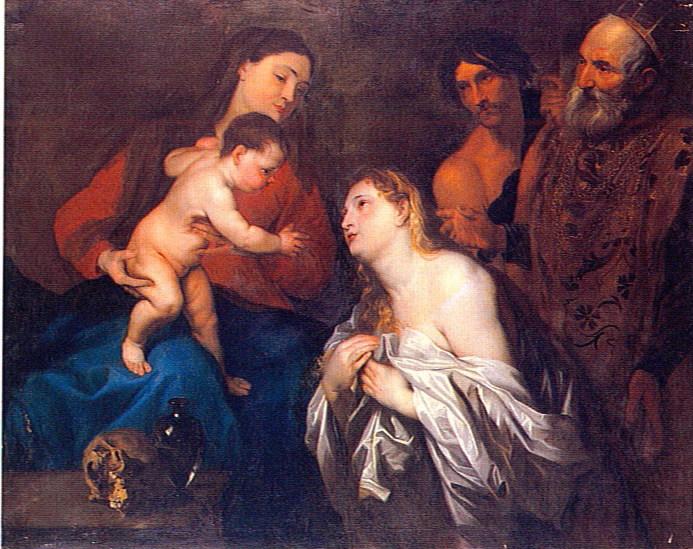 La Vierge, l'enfant Jésus et trois repentants