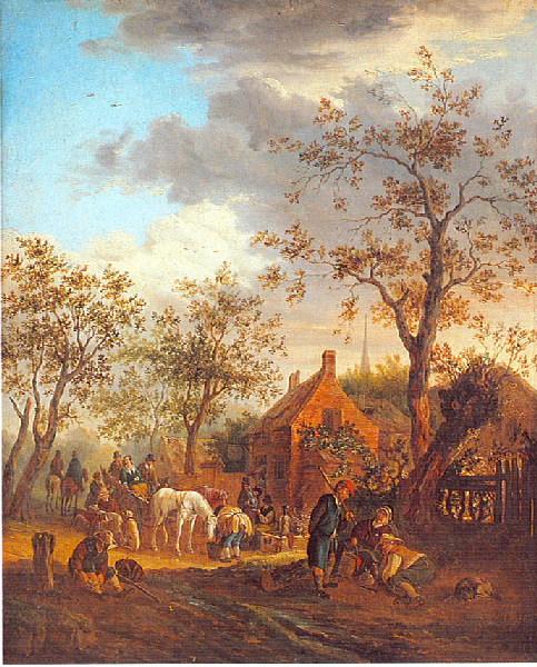 La halte (ou Carriole en arrêt devant une taverne)