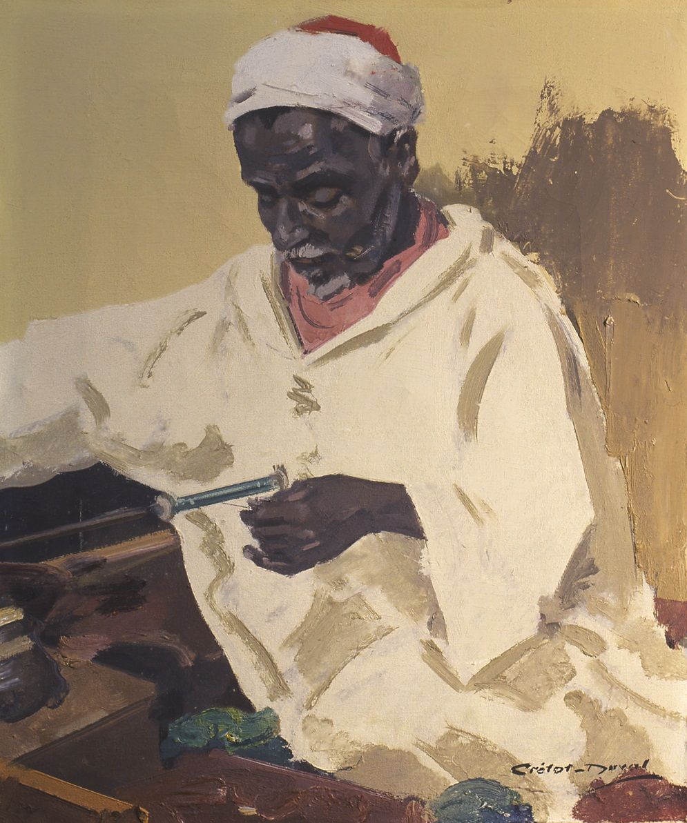 Artisan tisseur dans un souk marocain