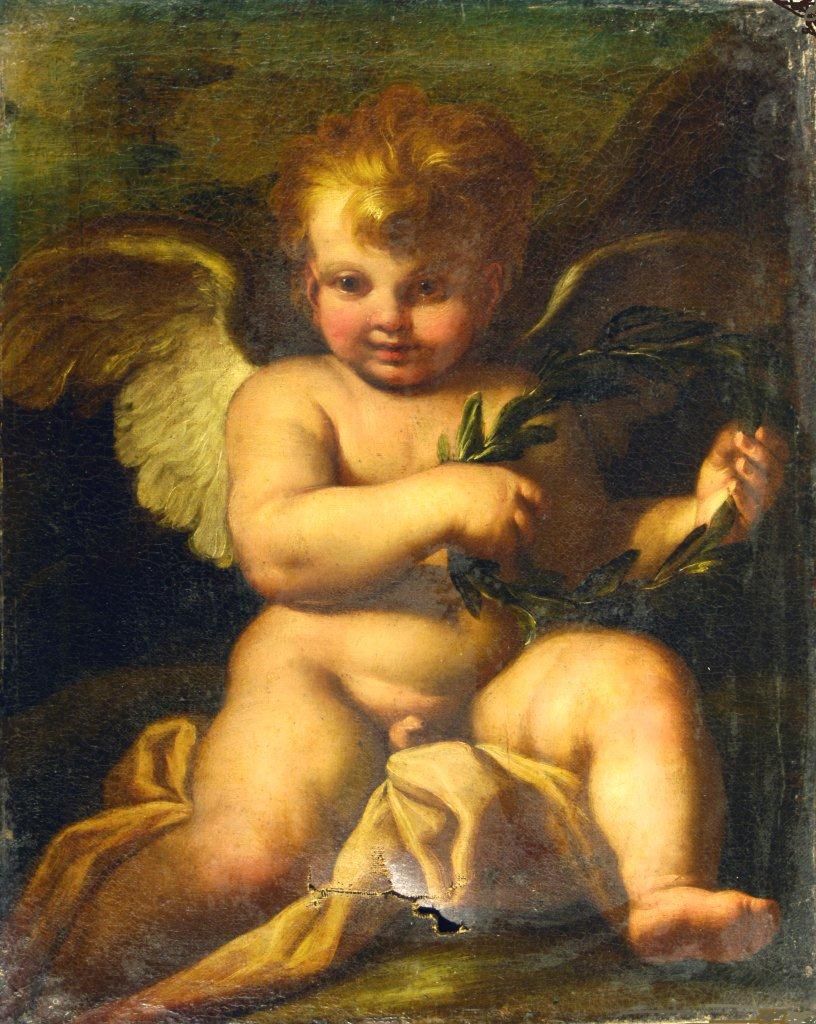 Amour tenant une couronne