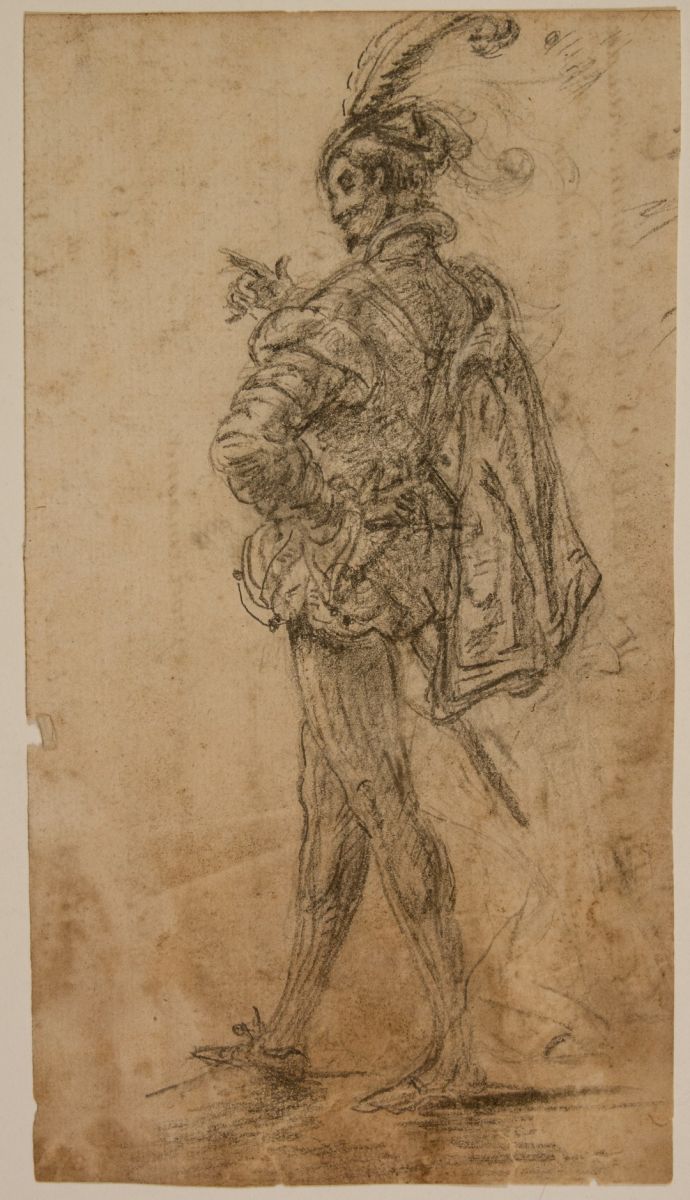 Homme en costume de scène, vu de trois quart