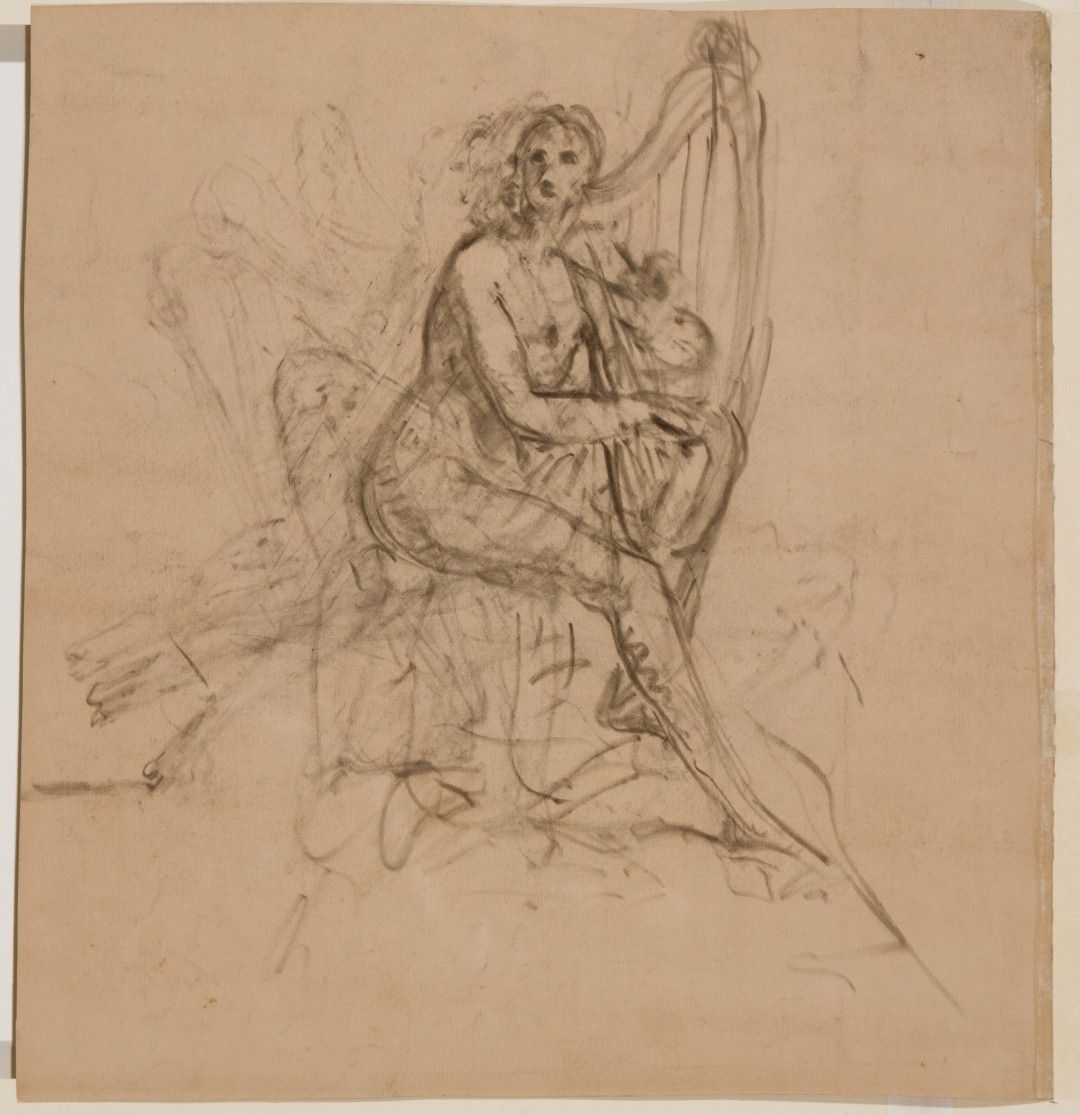 Ange musicien à la harpe