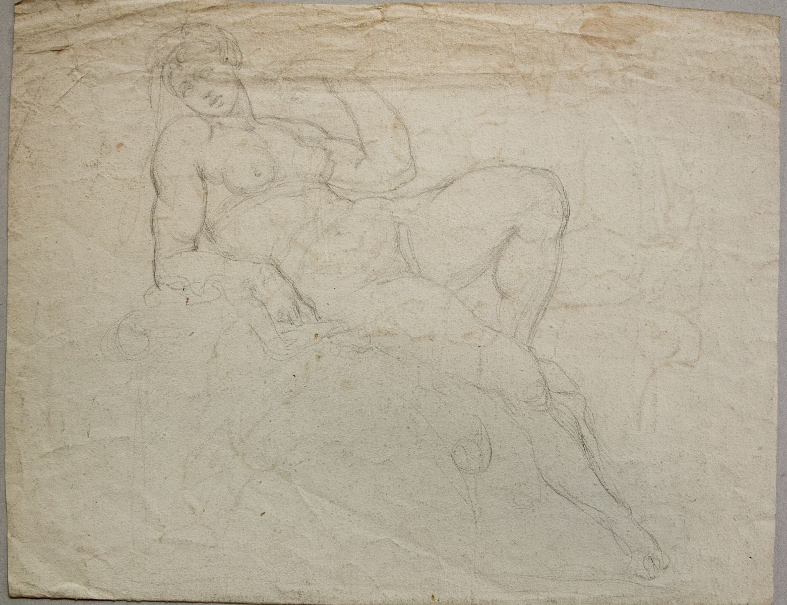 Etude d'une sculpture de Michel Ange; tombeau de Jules de Médicis