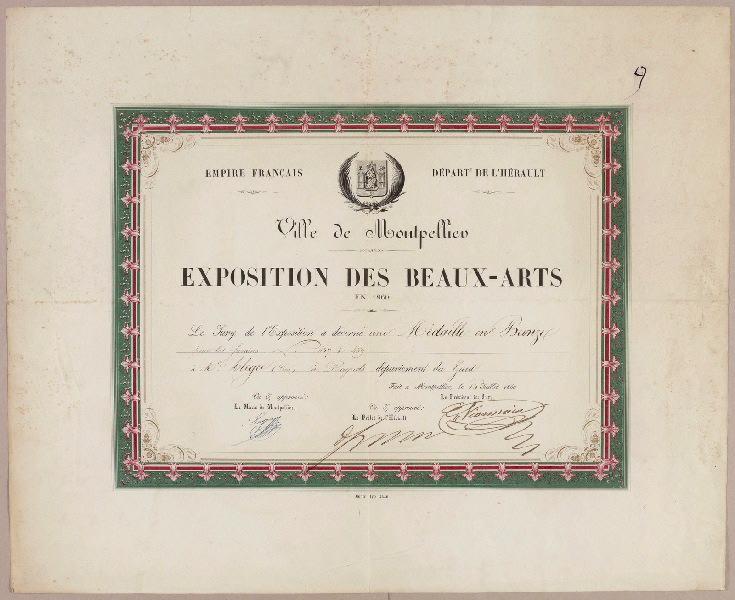 Médaille en bronze Exposition des Beaux-Arts