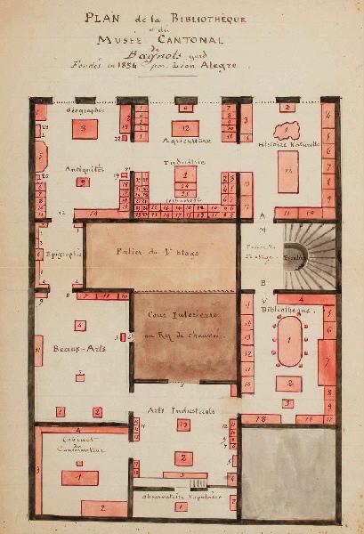 Plan de la bibliothèque et du musée cantonal