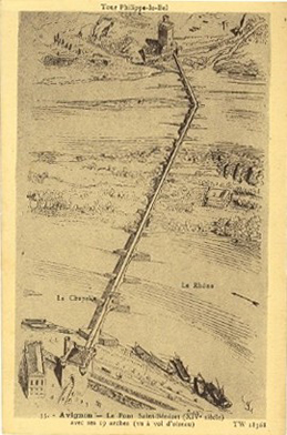 Avignon : représentation du pont St-Bénézet