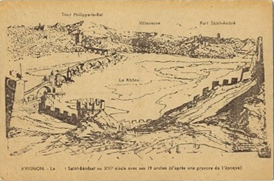 Avignon : représentation du pont St-Bénézet