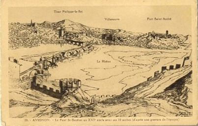 Avignon : représentation du pont St-Bénézet