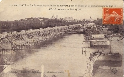 Villeneuve-les Avignon : le pont en construction