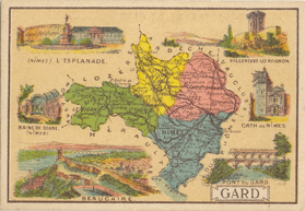 Villeneuve-lès-Avignon : carte du Gard et dessins