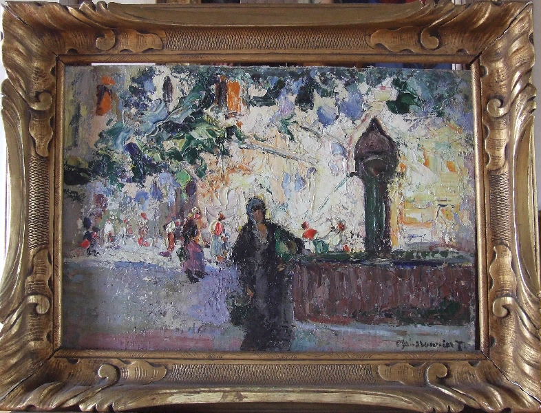 Effet de lumière : la place de la fontaine